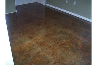 How to Clean a Stained Concrete Floor (4 Steps) | eHow Behr Concrete Stain, Concrete Living Room, Stained Concrete Floor, Interior Concrete Floors, Concrete Stain Patio, Stain Concrete, In Law House, Concrete Stain, Acid Stained Concrete