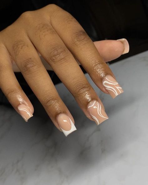 Shorties Acrylic Nails Square, Shorties Nails Square, Shorties Acrylic Nails, Bw Nails, French Tip Acrylic Nails Square, Acrylic Nails Square, Shorties Nails, Acrylic Nails Nude, Ombre Acrylic Nails