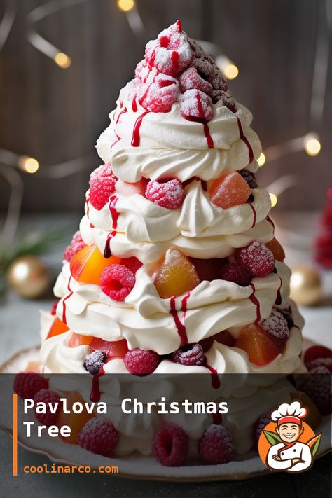 A festive and delicious dessert for Christmas! Pavlova Christmas, Quick Mac And Cheese, Dessert For Christmas, Christmas Pavlova, Easy Christmas Cake Recipe, Pavlova Dessert, Christmas Trifle, Healthy Dessert Options, Pavlova Recipe