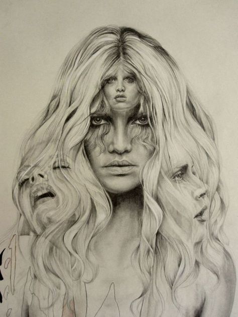 WOW!  Confuse the Spirit (Final Degree Work) by Abbey Watkins, via Behance Illusion Kunst, Drawing Hair, Drawing Faces, Gcse Art, Illusion Art, A Pencil, Drawing Tutorials, A Drawing, Pencil Drawing