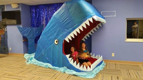 Vbs Ocean Theme, Ocean Vbs, Underwater Party, Under The Sea Decorations, Ocean Theme Classroom, Whale Decor, Jonah And The Whale, Vbs Themes, Ocean Party