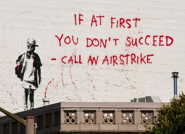 Banksy Airstrike Banksy Work, Stencilling Techniques, Stencil Graffiti, Street Art Banksy, Banksy Graffiti, Banksy Art, Graffiti Artist, Stencil Art, Street Art Graffiti