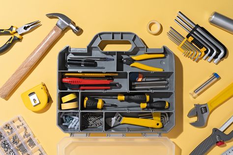 How To Put Together a Toolkit for a New Homeowner Paint Brushes And Rollers, Tool Box Organization, Family Handyman, Workshop Storage, Organization Boxes, Painters Tape, Tidy Up, New Homeowner, Tool Organization