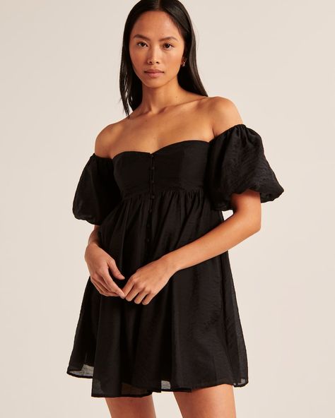 Women's Off-The-Shoulder Button-Through Mini Dress | Women's Dresses & Jumpsuits | Abercrombie.com Winter Formal Dresses, Winter Formal, Neutral Wedding, American Clothing, Formal Dress, American Apparel, Women's Dresses, Abercrombie Fitch, Jumpsuit Dress