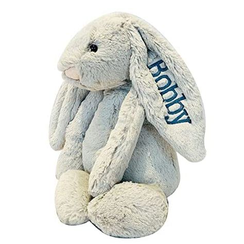 -These bunnies come in sizes such as 9.9 inches 15.9 inches 19.9 inches 25.9 inches. We are sure that whoever receives a gift with their name on it will be pleasantly surprised by the unique keepsake, and they can commemorate this important holiday with this adorable rabbit and keep the memory alive forever Toddler Easter Gifts, Custom Plush, Baby Stuffed Animals, Rabbit Plush Toy, Personalized Easter Bunny, Personalized Bunny, Easter Gifts For Kids, Newborn Toys, Bunny Doll