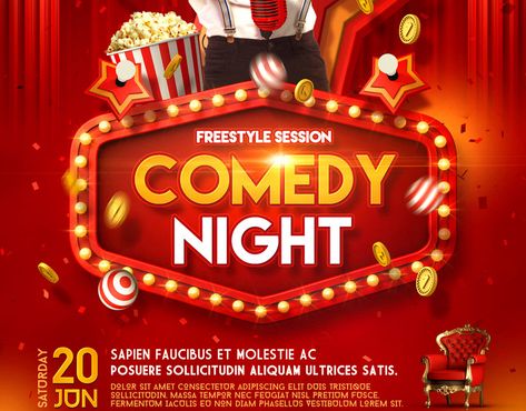 Comedy Poster Design, Stand Up Comedy Poster, Comedy Logo, Comedy Poster, Fancy Logo, Hollywood Poster, Beauty Advertising, Graphic Design Infographic, Carnival Themes