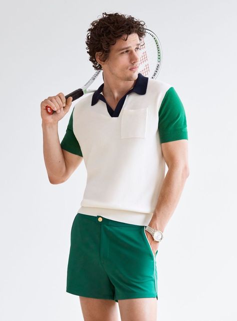 Retro Tennis Outfit, Tennis Fashion Editorial, Mode Tennis, Country Club Outfit, Simon Nessman, Model Clothes, Modern Mens Fashion, Tennis Shorts, Mens Tennis