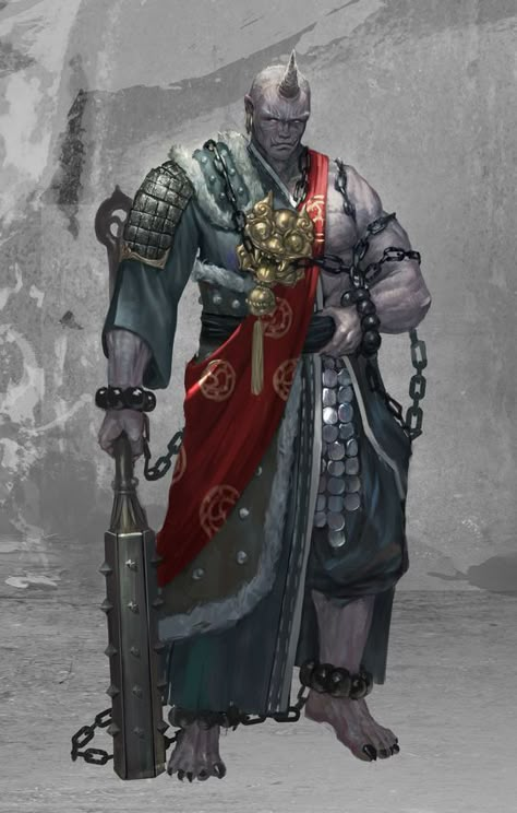 Oni Art, Oni Demon, Japanese Oni, Arte Alien, Warrior Tattoo, Monster Concept Art, Fantasy Races, Demon Art, Dungeons And Dragons Characters