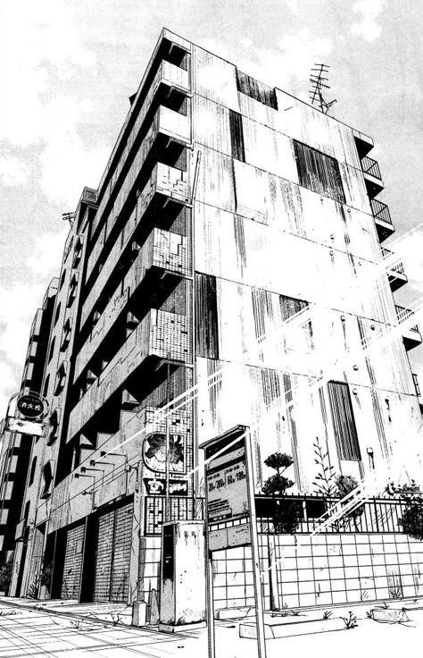 Black And White Building, Cityscape Drawing, Background Reference, Pen Art Work, Comic Book Layout, Perspective Drawing Lessons, Black And White Comics, Building Photography, One Punch Man Manga