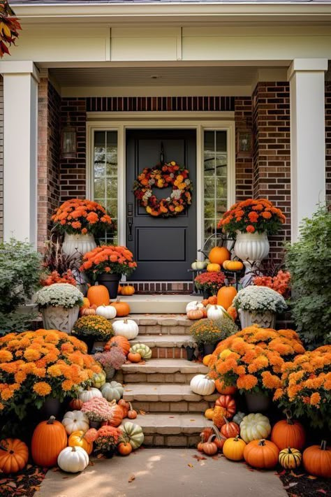 Fall Porches, Fall Front Porch Decor Ideas, Fall Front Porch Ideas, Everything Autumn, Fall Porch Decor, Fall Planters, Porch Decorating Ideas, Fall Front Porch Decor, Porch Decorations