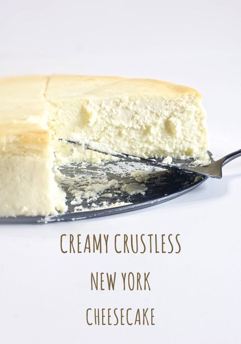 This Creamy Crustless New York Cheesecake is the most creamy cheesecake you’ll ever it. If you love a creamy flavorful cheesecake but aren’t a fan of crust, this cheesecake is for you. It’s so delicious that it doesn’t need a crust. #newyorkcheesecake #crustlesscheesecake #cheesecake #dessert Cheesecake With No Crust, Crustless Cheesecake Easy, Publix Cheesecake Recipe, Cheesecake Recipes No Crust, No Crust Cheesecake Recipes, Cheesecake Without Crust, Crustless Cheesecake Recipes, Cheesecake No Crust, No Crust Cheesecake