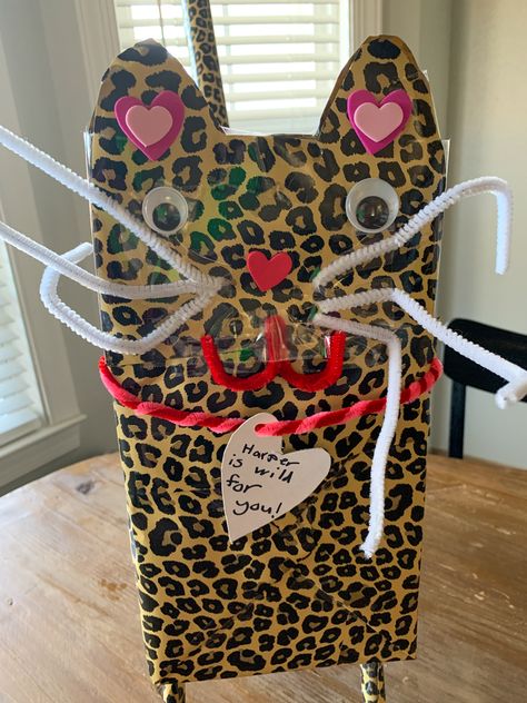 Leopard Valentine Box for Valentine's Day - Arkansas Girls Unicorn Paint, Print Wrapping Paper, Toilet Paper Tube, Class Valentines, Bunny Painting, Valentines Ideas, Snowman Painting, Valentine Box, Cool Themes