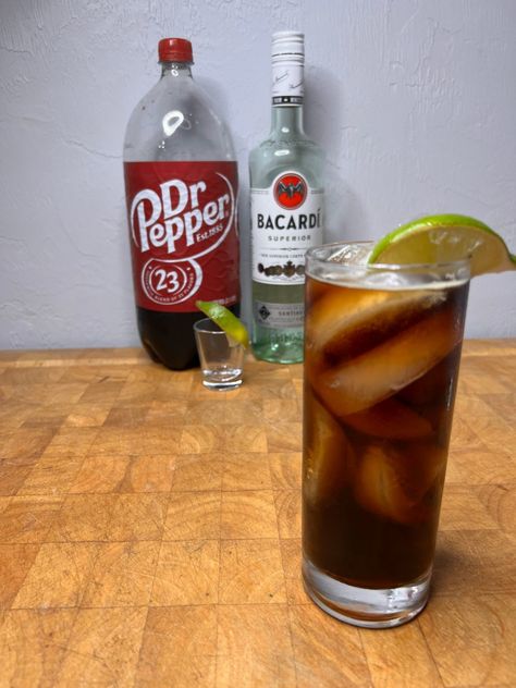 Mixed Drinks With Dr Pepper, Dr Pepper And Malibu Rum, Dr Pepper Drink, Dr Pepper Cocktail, The Good Dr, Bacardi Rum, Malibu Rum, Sweet Cocktails, Yummy Alcoholic Drinks