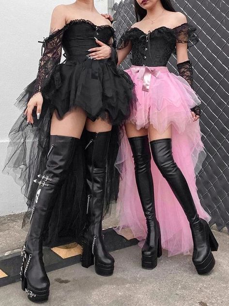 Layered Tutu Skirt, Gothic Party, Mini Dark, Irregular Skirt, Dark Wedding, Alt Fashion, Fairy Grunge, Gothic Outfits, Goth Outfits