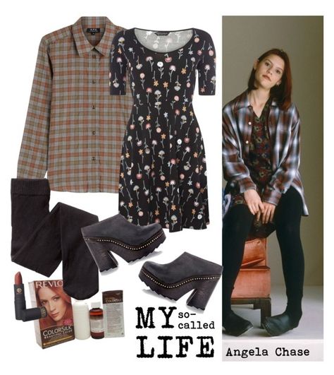 "My so-called Life-Angela Chase" by ericafromouterspace ❤ liked on Polyvore… My So Called Life Outfits, Angela Chase Outfits, My So Called Life Fashion, 90s Wardrobe, Angela Chase, My So Called Life, Horror Prints, 90s Outfits, Movie Outfits