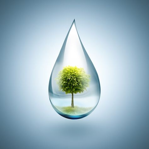 Photo drop of water with tree inside - e... | Premium Photo #Freepik #photo #environment-background #eco-background #eco-leaf #green-nature Water Drop Logo, Earth Day Posters, Green Marketing, Photo Drop, Camera Drawing, Water Background, Beauty Nails Design, Water Projects, Background Wallpaper For Photoshop