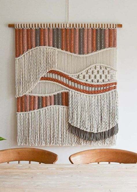 Pola Macrame, Idee Cricut, Makramee Diy, Weaving Loom Projects, Macrame Knots Pattern, Macrame Wall Hanging Diy, Macrame Wall Decor, Macrame Wall Hanging Patterns, Textile Wall Art