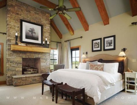 Pine Creek Sporting Club | Marc-Michaels Interior Design, Inc. Beachy Cottage, Luxury Master Suite, Cottage Rustic, Style Deco, Dreamy Bedrooms, Bedroom Suite, Dream Rooms, Beautiful Bedrooms, Dream Bedroom