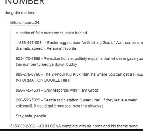 Yo I'm gonna start giving people the Cena phone number lol Numbers To Give To Creeps, Rejection Hotline, Turn Offs, Real Phone Numbers, Funny Pranks, Laughing So Hard, Tai Chi, Funny Pins, Dating Advice