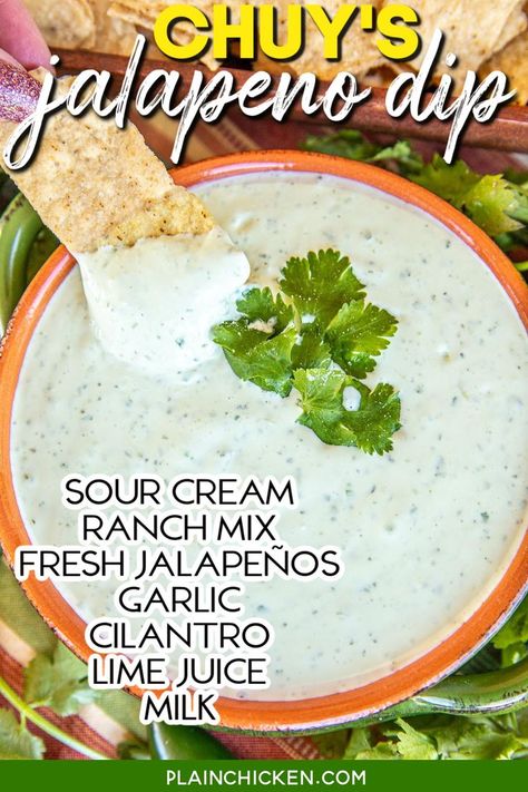 Fresh Jalapeno Recipes, Cilantro Jalapeno Dip, Easy Fast Appetizers, Jalapeño Ranch Dip, Jalapeño Ranch, Jalapeño Dip, Mexican Sour Cream, Homemade Chicken And Dumplings, Jalapeno Dip