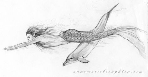 Redhead Mermaid, Dolphin Drawing, Mermaid Sketch, Surf Wave, Mermaid Embroidery, Bracelet Ocean, Dolphins Tattoo, Triangle Tattoos, Mermaid Lagoon