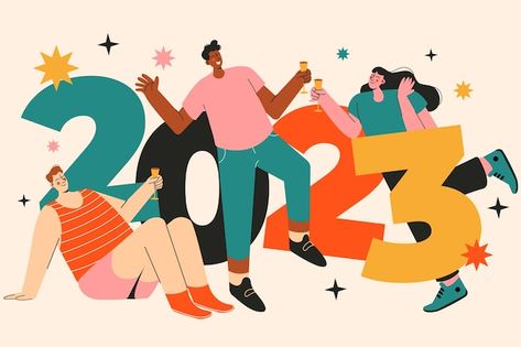 Flat new year eve's illustration | Free Vector #Freepik #freevector #new-year-celebration #new-year-illustration #reveillon #new-year-design New Year Illustration, New Years Poster, New Year Designs, Preppy Wallpaper, New Year Greetings, People Illustration, New Year Card, New Year Celebration, Year 2024