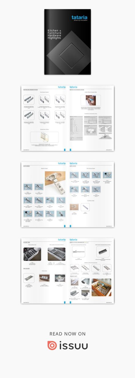 Hardware Catalogue Design, Hardware Catalogue, Corner Drawers, Round Shelf, Catalogue Design, Larder Unit, Narrow Cabinet, Glass Hinges, Under Sink Organization