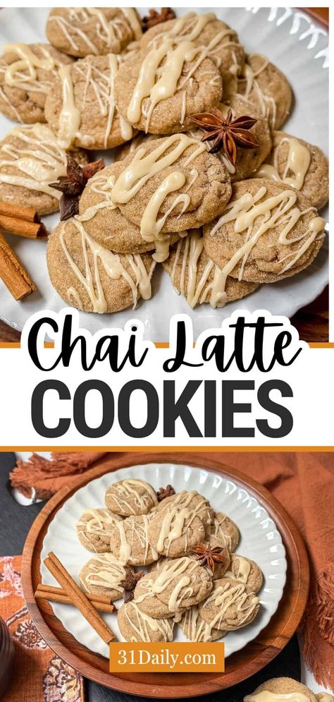 Fall in love with the warmth and flavor of Espresso Chai Cookies. These irresistible treats are infused with chai spices and topped with a maple cinnamon icing. Chai Vanilla Cookies, Chai Tea Cookies Recipes, Gingerbread Chai Cookies, Chai Food Recipes, Dirty Chai Cookies, Chai Latte Cookies, Chai Baking Recipes, Milk Tea Cookies, Chai Tea Cookies