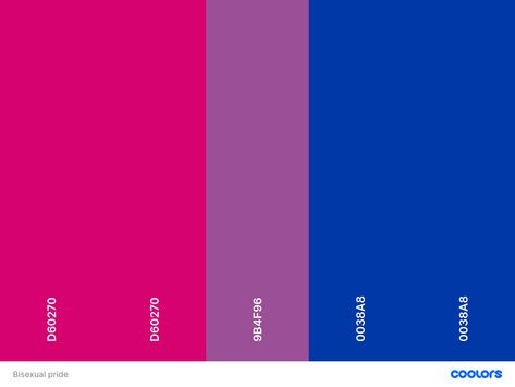 #bisexual #pride #flag #palette #hex Bisexual Pride Flag, Bi Flag, Bisexual Flag, Pride Flag Colors, Pride Colors, Lgbtq Flags, Lgbt Flag, Hex Codes, Hex Colors