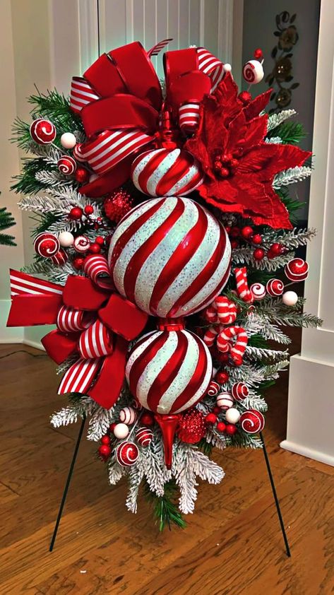 Wreaths & Bows : Inspiration and Ideas by Wreath & Bow Co | Another Peppermint Teardrop | Facebook Peppermint Wreath, 2024 Ideas, Xmas Trees, Wreath Bow, Candy Land Christmas, Candy Land, Christmas 2024, Holiday Decorations, Holiday Cheer