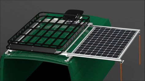 Roof Rack Solar Panel, 4x4 Roof Rack Ideas, Solar Panel Van Roof, Van Solar System, Van Solar Panels, Overland Roof Rack, Diy Roof Rack, Cargo Roof Rack, Van Roof Racks