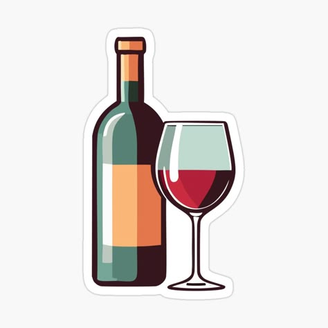 Get my art printed on awesome products. Support me at Redbubble #RBandME: https://www.redbubble.com/i/sticker/Red-Wine-Bottle-Glass-by-ArtPuffen/157731219.JCQM3?asc=u Wine Glass Sticker, Stickers Argentina, Glass Sticker Design, Vine Bottle, Glasses Sticker, Cold Wine, Our Adventure Book, Poppin Bottles, Wine Stickers