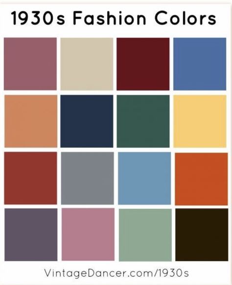 1930 Color Palette, 1930s Colour Palette, 1950 Color Palette, Vintage Circus Color Palette, 1940s Color Palette, 1930s Color Palette, 1950s Color Palette, 1930s Fashion Plates, Mens Tailoring