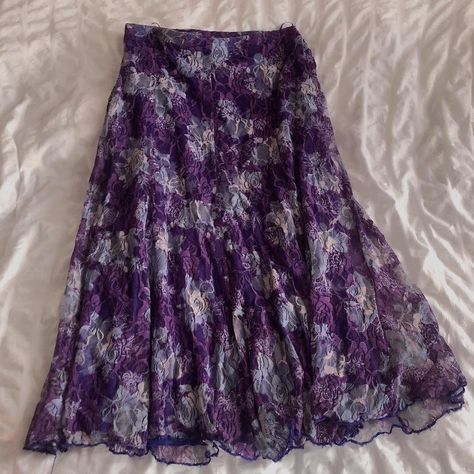 Vintage floral lace maximum whimsigoth skirt Size M... - Depop Whimsigoth Skirt, Whimsical Skirt, Vintage Floral, Floral Lace, Dream Closet, Size 10, Skirt, Lace, Purple