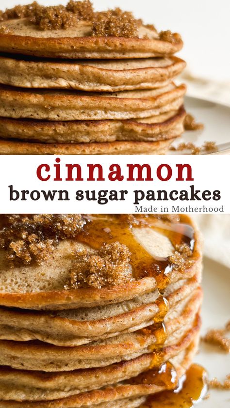 Homemade Cinnamon Pancakes, Different Pancakes Recipes, Breakfast Ideas With Syrup, Brown Sugar Blueberry Pancakes, Cool Pancake Recipes, Pancake Day Recipes, Cinnamon Toast Pancakes, Cinnamon Pancakes Easy, Cinnamon Sugar Sour Cream Pancakes