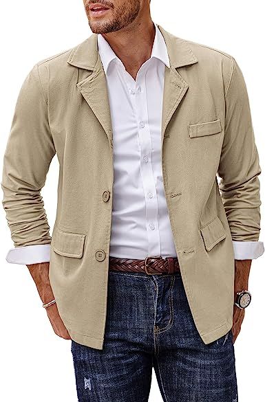 55% Linen, 45% Cotton Button closure Machine Wash Lightweight Fabric: This cotton linen jacket is soft and breathable, brings you comfortable feeling in all day. Features: Fashion linen blazer jacket designed with notched lapel collar, button closure, 2 real flap pockets, 1 decorative chest pocket and shoulder pads. Matching Tips: The linen suit jacket works best with a pair of jeans or chinos, and worn with a simple dress shirt or t shirts underneath, gets a relaxed but fashionable Casual Sport Coats, Linen Suits For Men, Casual Suits, Mens Linen, Linen Casual, Casual Sport, Linen Suit, Linen Jacket, The Grove