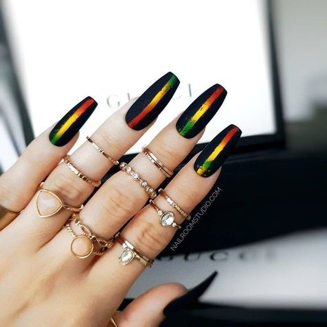 Nails Black Matte, Artistic Person, Nude Press On Nails, Rasta Nails, Press On Nails Black, Toes Nails, African Colors, Nails Matte, Nail Remover