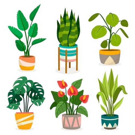 Free Vector | Hand drawn houseplant collection Houseplant Doodles, Houseplant Illustration, Houseplants Illustration, Houseplant Collection, Vector Hand, Vector Photo, House Plants, Graphic Resources, Vector Free