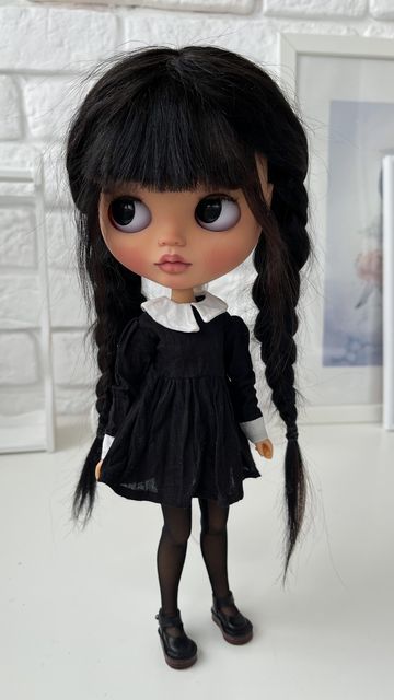 Blythe Dolls Wednesday, Blythe Dolls Black Hair, Steampunk Dolls, Big Eyes Doll, Pop Vinyl Figures, Fabric Brooch, Artists For Kids, February 11, Dolls For Sale