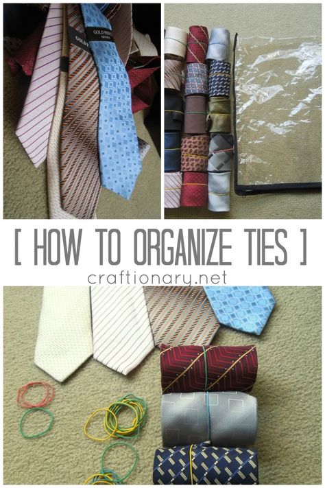 organize-ties Organize Ties, Jewelry Organization Ideas, Cheap Organization, Belt Organizer, How To Roll, Tie Organization, At Home Diy, Men Closet, Home Diy Ideas