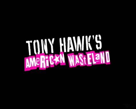 Tony Hawk's American Wasteland screenshot #1 Tony Hawk American Wasteland, American Wasteland, Tony Hawk Underground, Video Game Font, Game Logos, Video Game Logos, 2000s Scene, Game Font, Game Logo Design