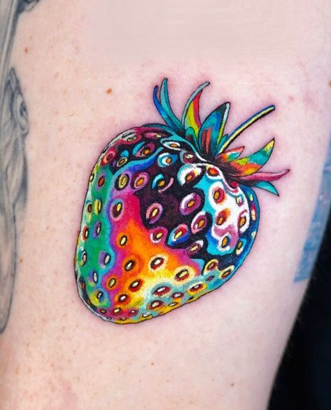 Unique Colored Tattoos, Pink Opaque Tattoo, Watercolor Succulent Tattoo, Realism Filler Tattoo, Brightly Colored Tattoos, Glitter Effect Tattoo, Cool Colored Tattoos, Cool Fish Tattoo, Colorful Leg Tattoos