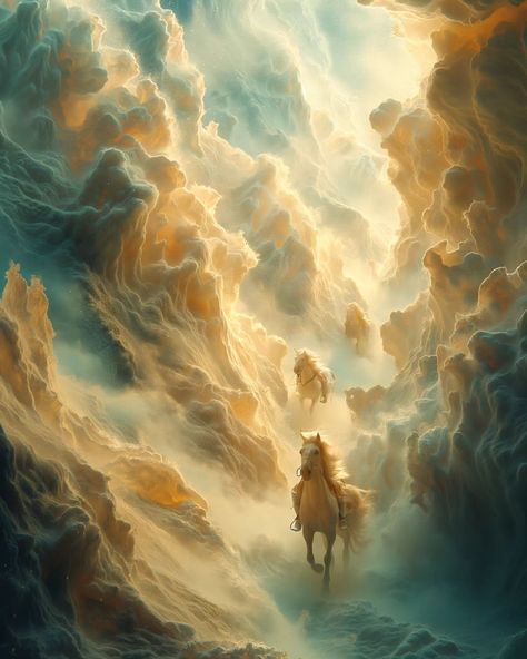 #horses and the #clouds Wind Spirit, Bible Illustrations, Group Art, Christian Girl, Drawing Inspo, Horse Art, Greek Mythology, The Clouds, Free Spirit