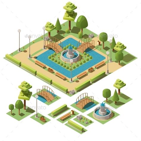 City Parks Design, Motif Acnl, Isometric Map, Bangunan Minecraft, Residential Land, Building Illustration, Isometric Art, Isometric Design, Isometric Illustration