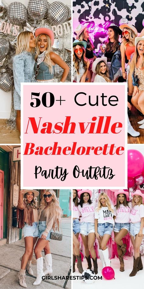 What To Wear To Nashville Bachelorette Party [2024]: 50+ Fun Outfits & Ultimate Guide Outfits For Nashville Bachelorette Party, Cowgirl Outfits Bachelorette Party, Nashville Hen Party, Nashville Bachelorette Pink Outfits, Denim Cowgirl Bachelorette, Nashville Group Outfits, Nashville Bachelorette Theme Outfits, Nashville Outfit Themes, Bachelorette Theme Nights Outfits