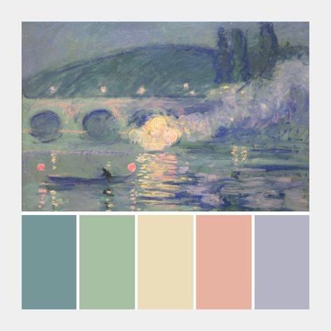 Paintings & Colour Palettes (@paintingpalettes) • Instagram photos and videos Monet Colour Palette, Claude Monet Color Palette, Monet Color Palette, Monet Palette, Gaston La Touche, Painting Color Palette, Famous Art Coloring, Watercolour On Canvas, Different Eras