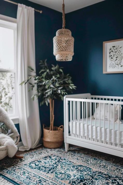 Cozy Grey and Blue Nursery Ideas for Your Home Deep Blue Nursery, Grey And Blue Nursery, Blue Nursery Ideas, Cream Nursery, Blue Nursery Boy, Navy Nursery, Room Boy, Baby Crib Bedding Sets, Minimalist Inspiration