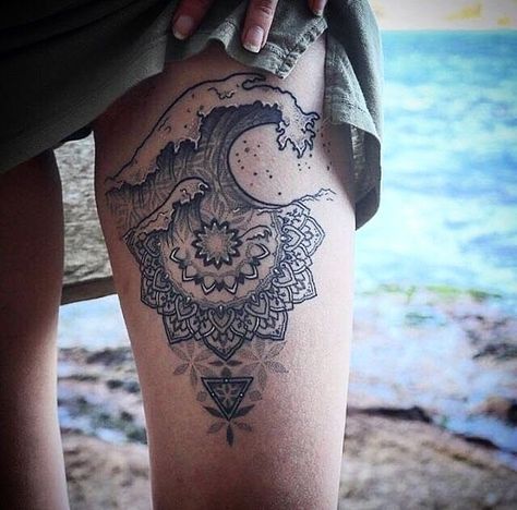 Wave Mandala, Mandala Tattoo Designs, Soul Tattoo, Kunst Tattoos, Wolf Tattoo Design, Inspiration Tattoos, Beautiful Mandala, Initial Tattoo, Mandala Tattoo Design