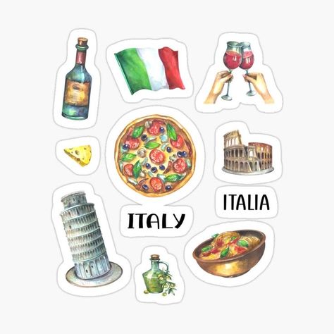 #icon #italy #aesthetic #simple #collage Italy Scrapbooking, Italian Love, Travel Doodles, Pasta Art, Cruise Scrapbook, Cute Scrapbooks, Sticker Design Inspiration, Simple Collage, Travel Collage