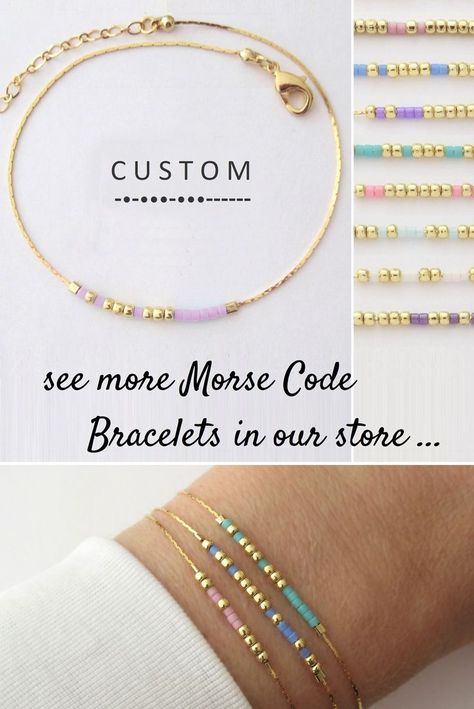 Bracelets Morse Code, Morse Code Words, Morse Code Bracelets, Code Bracelets, Necklaces Dainty, Morse Code Necklace, Minimal Bracelet, Morse Code Bracelet, Cute Birthday Gift